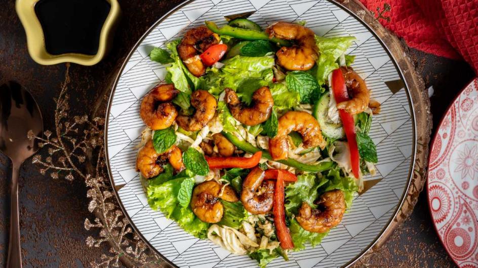 Sticky Barbecued Prawn Salad