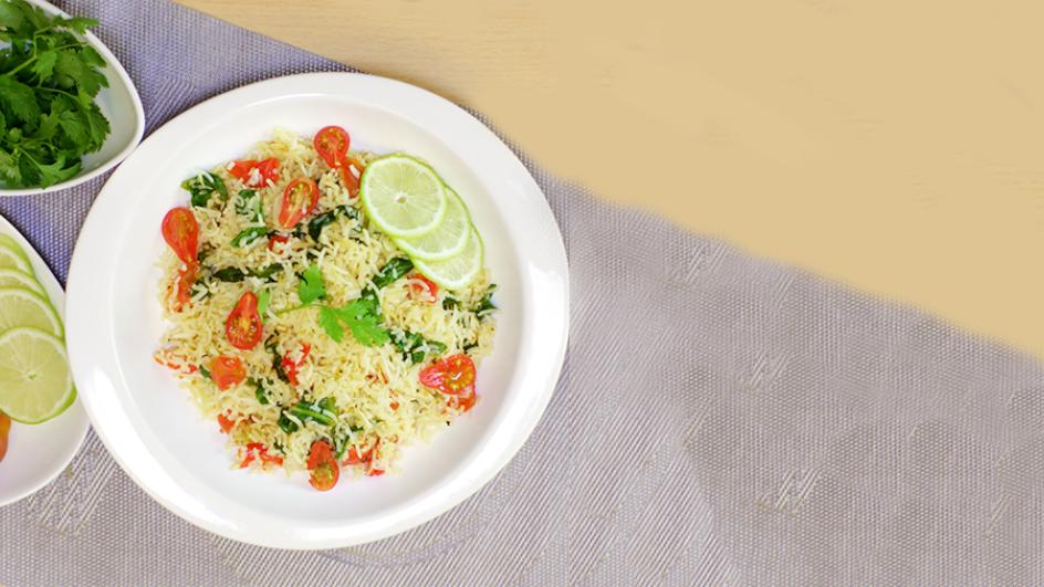 Greek styles spinach and Cherry Tomato Rice