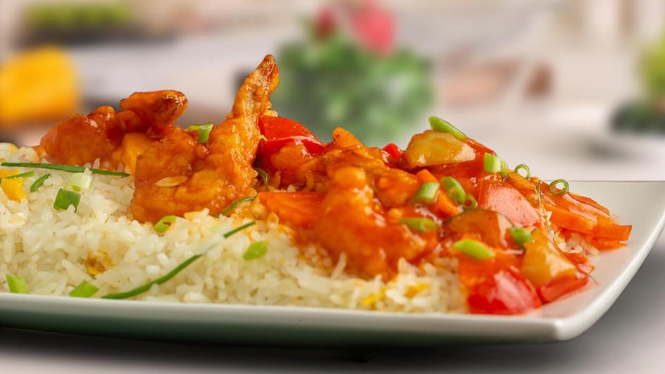 Sweet and sour prawns