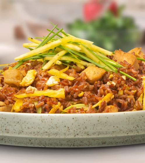 Chicken Ginger rice with Red Basmati
